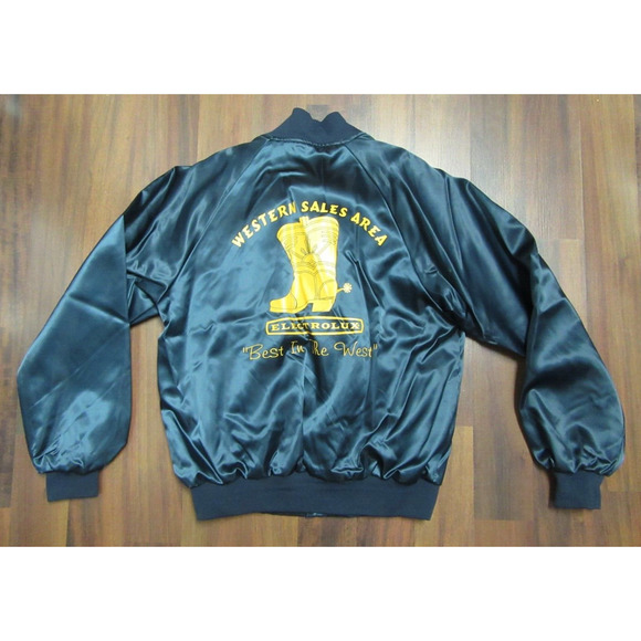 Vintage Bridgeport Blue Satin Bomber Jacket Medium 42-44 Made USA Very Sharp - Picture 3 of 4